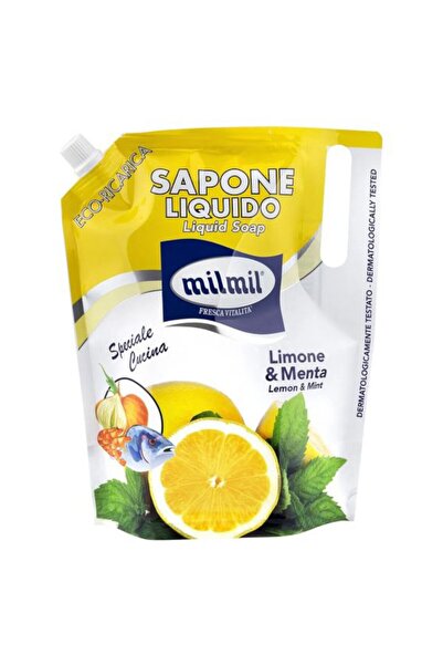 Mil Mil Set of 2 x Eco Liquid Soap Refill, with Lemon and Mint, 900 ml