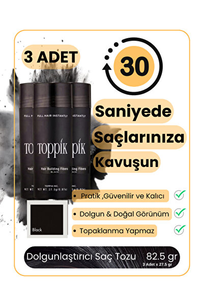 Topik Ms 3'lü AVANTAJ PAKETİ - Saç Fiberi Dolgunlaştırıcı Toz & Seyrek Saç Ka...