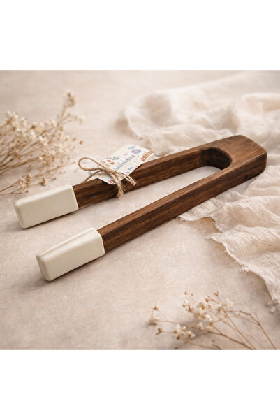 CEZVE HOME Cezve.Home Heat Resistant Silicone Tip Wooden Serving Tongs – Non-...