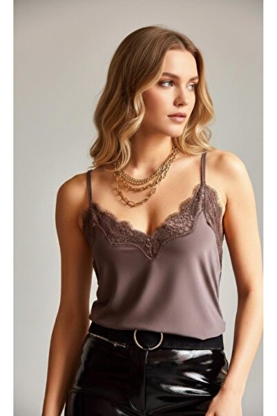 Be Best Women's Brown Lace Tank Top Be255