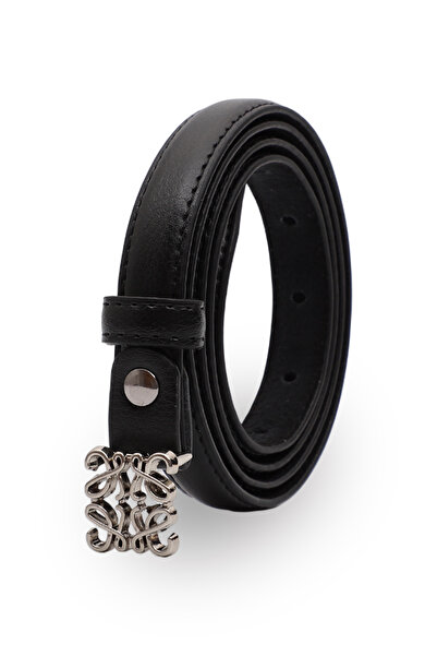 Moxe Collection Curea subțire din piele Noir Signature