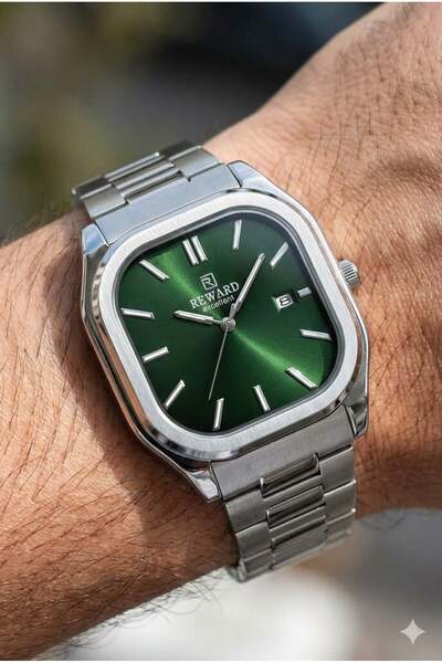 Slazenger Reward Erkek Kol Saati | 42 mm Köşeli Çelik Kasa, Yeşil Kadran, Çel...