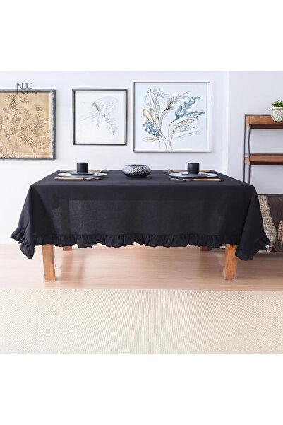 NDC HOME مفرش طاولة من الكتان الأسود
