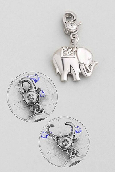 So CHIC... Şanslı Fil 18 Ayar Beyaz Altın Kaplama Gümüş Charm