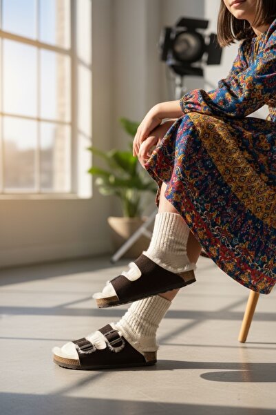 LAND OF CORK LC Papuci anatomici pentru copii Bitter Brown Talpă din plută na...