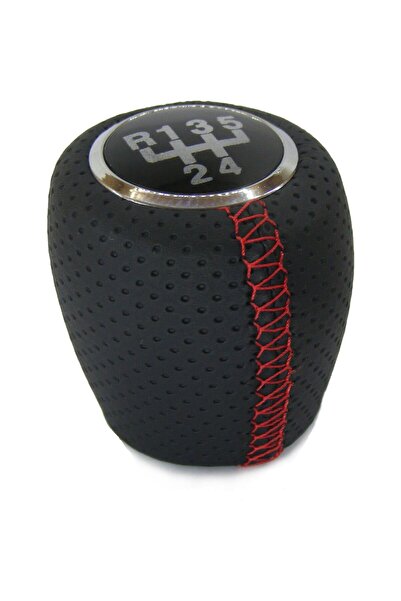 AutoAll مقبض ناقل الحركة الجلدي لسيارة شيفروليه كروز (5 سرعات - خياطة حمراء)