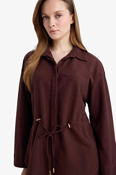 DeFacto Elastic Waist Suede Brown Women's Shirt G7420Ax/Bn328