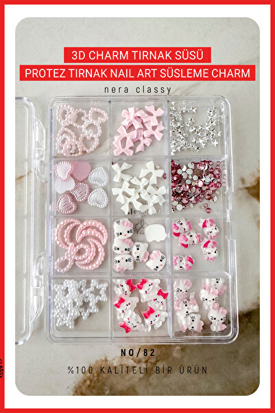 Nera Classy 3D Renkli Desenli Charm, Takma Tırnak Süsü Charm, Takma Tırnak & ...