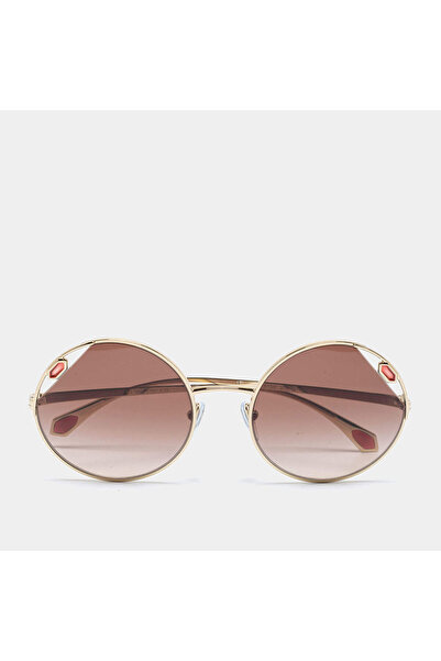 Bvlgari Gold Tone/ Brown Gradient BV 6159 Round Sunglasses