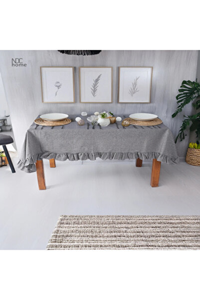 NDC HOME Gri Antrasit Keten FIRFIRLI Masa Örtüsü