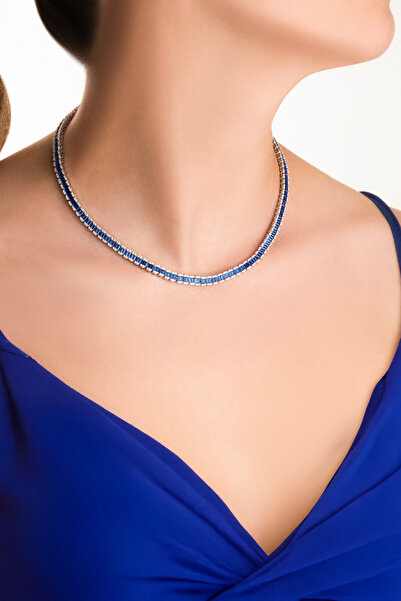 So CHIC... Safir Yolu 18 Ayar Beyaz Altın Kaplama Gümüş Gerdanlık