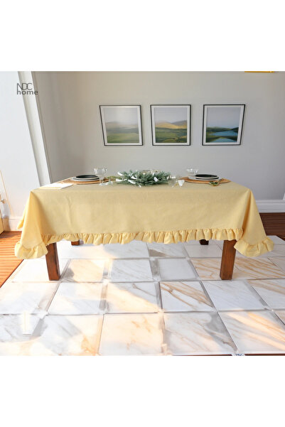NDC HOME مفرش طاولة من الكتان باللون الأصفر