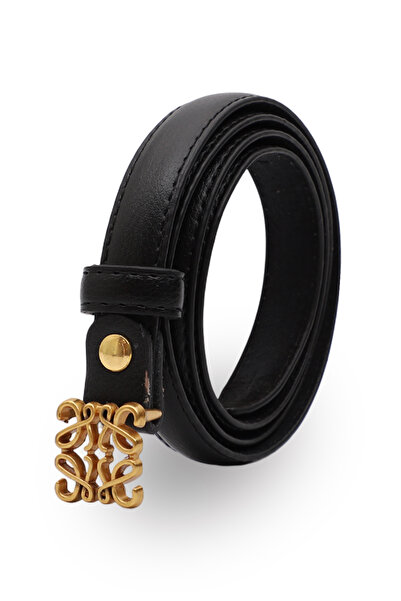 Moxe Collection Curea subțire din piele Noir Signature