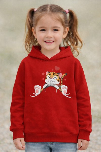 Tiny and Co Unisex 100% Cotton Cat B Printed Children's K Hooded Sweatshirt