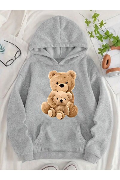 Deocept سويت شيرت للجنسين لطيف على شكل دب مطبوع بغطاء رأس بجيب كنغر مريح وقصة...