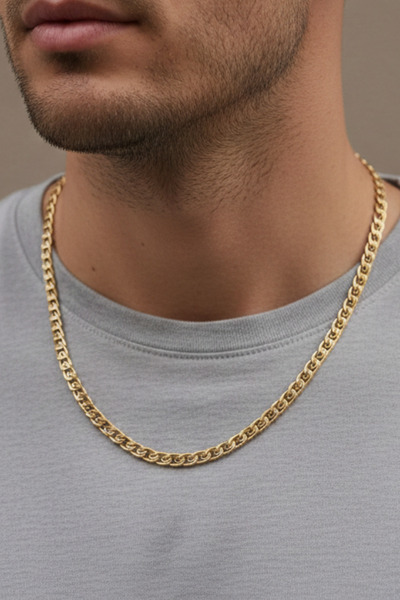 Rua Jewelry Steel Italian Noa Chain Necklace 6 mm Gold Color |   Anti-Tarnish...