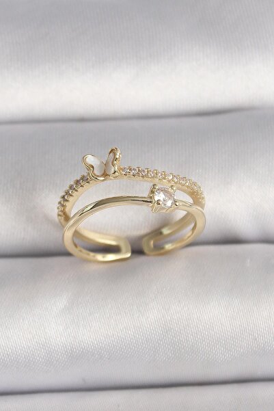 Inure Jewelry النحاس الذهب اللون الزركون حجر مفصلة فراشة الشكل حلقة قابلة للت...