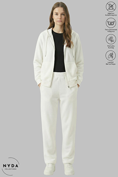 Nyda Collections Women Fleece-Lined Oversized Cotton Hooded Jacket and Elasti...