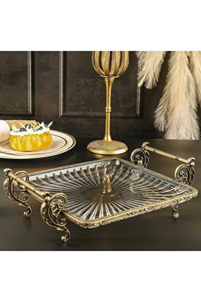 hediye Esterhomedecor Square Glass Presentation Plate 25cm