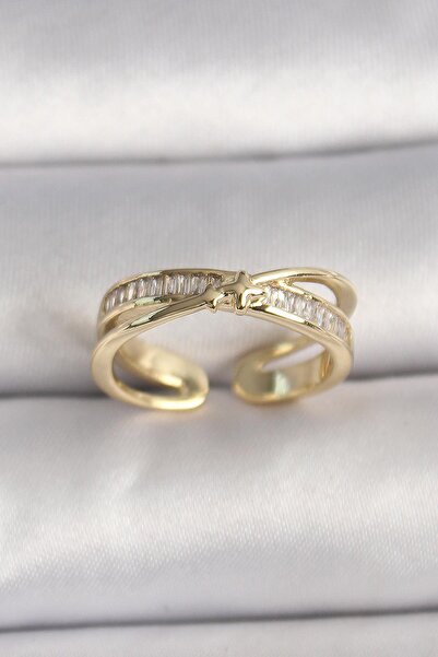 Inure Jewelry النحاس الذهب اللون الزركون حجر نجمة مفصلة خاتم المرأة قابل للتعديل