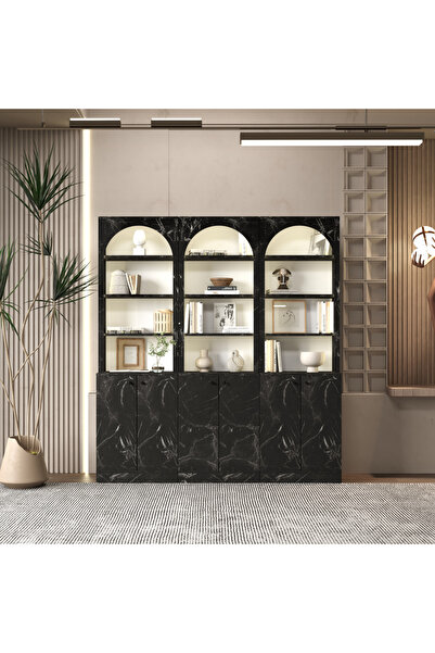 klubeconcept KEMER NOIR Çok Amaçlı Kitaplık Kütüphane Modern Kemer Tasarımlı ...