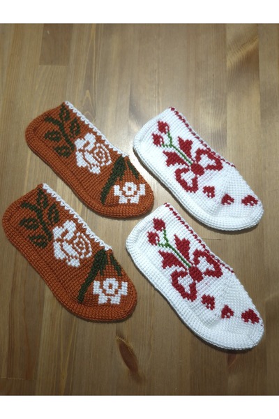 PİNA HEDİYELİK AKSESUAR El Örgüsü 2'li Tunus İşi Patik 39-41 Çeyizlik Patik H...