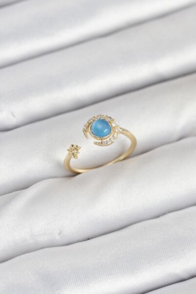 Inure Jewelry خاتم نسائي من حجر الزركون بلون ذهبي نحاسي على شكل نجمة القمر