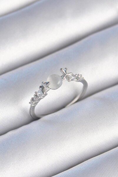 Inure Jewelry النحاس الفضة اللون الزركون حجر أبيض المينا فراشة التفاصيل خاتم ...