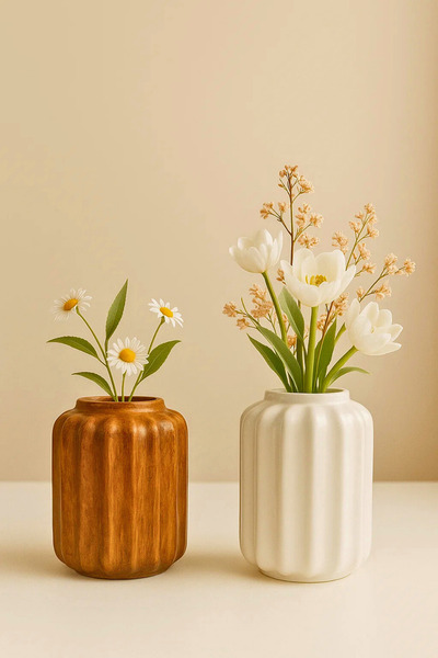 Woodcept. Asteria 2-Piece Nordic Style Modern Minimalist Decorative Ceramic V...