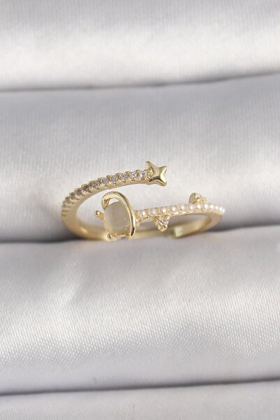 Inure Jewelry Brass Gold Color Zircon Stone White Enamel Star Detailed Adjust...