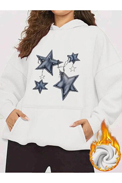 Deocept Unisex Star Jeans Printed Hooded Kangaroo Pocket Comfortable Fit Over...