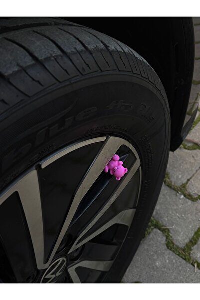 MOTTOMOR Araç Sibop Kapağı 4'Lü Set Figür Pembe Ayıcık Özel Tasarım Araba Motor