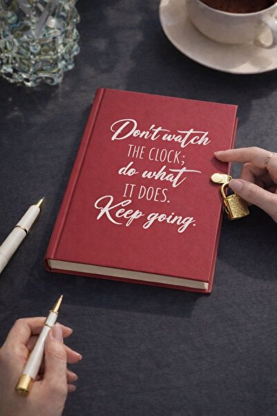 Bambus Kilitli Çizgili Sert Kapak 160 Sayfa Günlük Hatıra Motivasyon Ajandası...