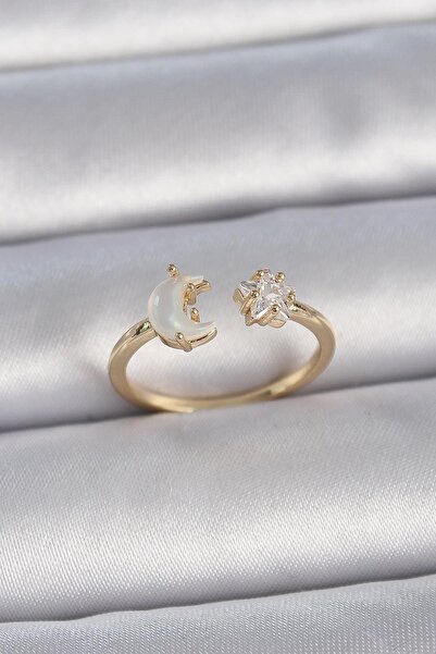 Inure Jewelry Brass Gold Color Pearl Crescent Zircon Stone Star Adjustable Mo...