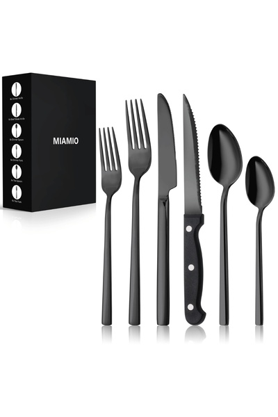 MIAMIO Cutlery Set for 6 People / 36-Piece Cutlery Set with Knife, Fork, Spoo...