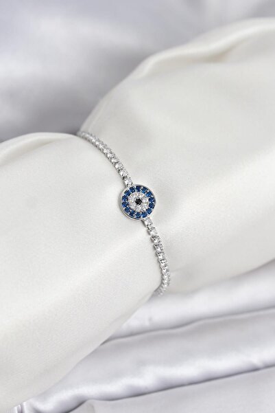Inure Jewelry Silver Color Evil Eye Model Zircon Stone Elevator Waterway Brac...