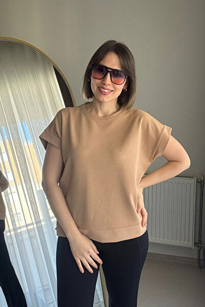 Kubos Moda Double Sleeve Honeycomb Fabric Mink Blouse