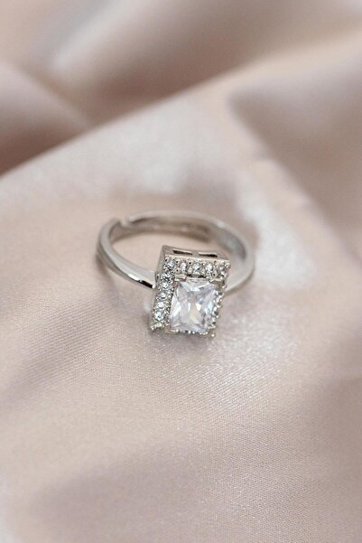 Inure Jewelry Adjustable Silver Color Metal Zircon and Crystal Rectangular Mo...