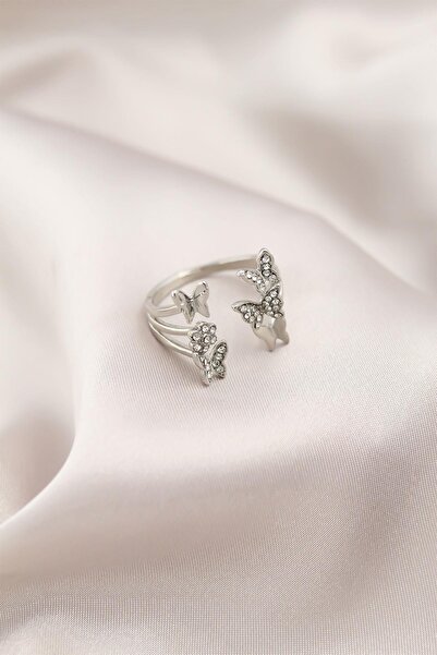 Inure Jewelry Silver Color Metal Butterfly Model Women's Ring