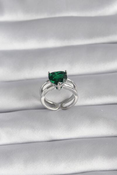 Inure Jewelry Brass Silver Color Green Zircon Stone Single Stone Model Women'...
