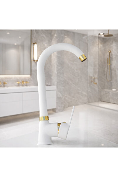 RocciArmatur نافورة خلاط صنبور حوض الحمام من الذهب الأبيض مع صنبور قصب