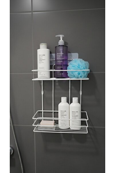 NOYALES HOME Lifetime Stainless Two-Tier White Wire Shampoo Dispenser Wire Ba...