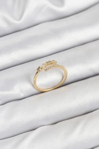 Inure Jewelry خاتم نسائي من النحاس بلون ذهبي مع تفاصيل على شكل قلب وحجر الزركون