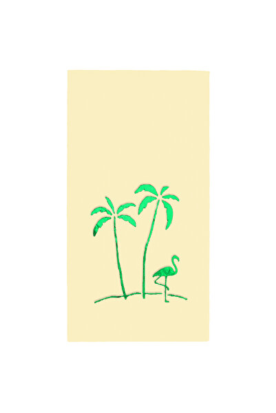 Story 40X40 cm Green Leaf Palm Patterned 16-Piece 1/8 Fold Cream Colored Pape...