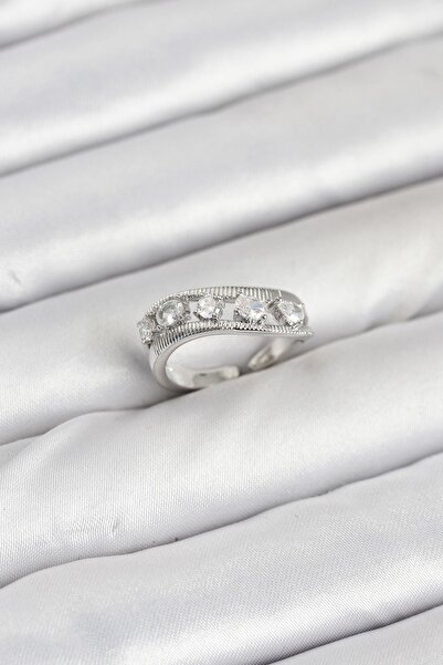 Inure Jewelry Brass Silver Color Zircon Stone Women's Ring