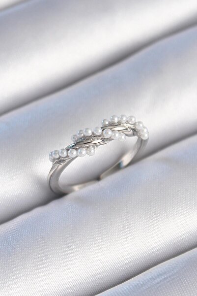 Inure Jewelry Brass Silver Color Coiled Pearl Model Women's Ring