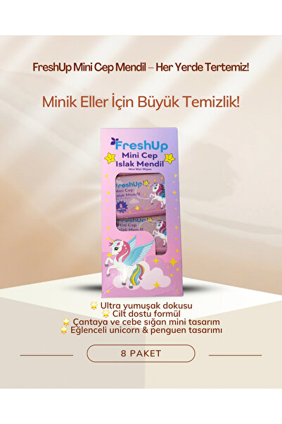 YONCA OUTLET Freshup Mini Pocket Wet Wipes 8 Pack