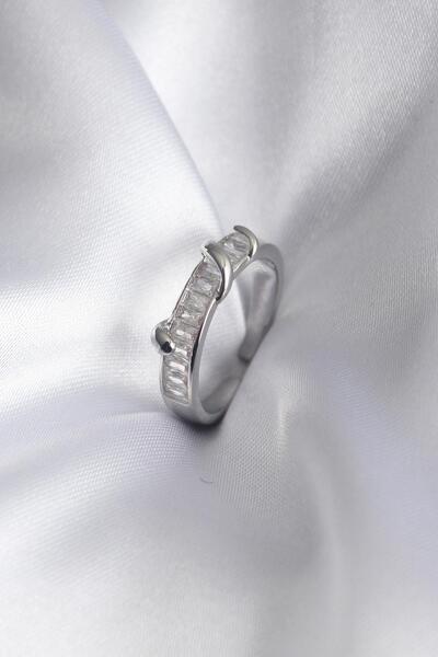 Inure Jewelry Brass Silver Color Waterway Zircon Stone Women's Ring