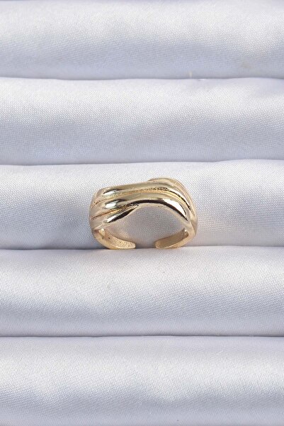 Inure Jewelry Brass Gold Color Curved Adjustable Ring