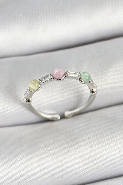 Inure Jewelry Brass Row Bead Figured Zircon Stone Silver Color Adjustable Wom...